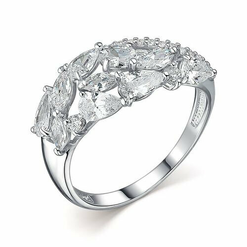 Кольцо Мириада, серебро, 925 проба, фианит, размер 18, белый