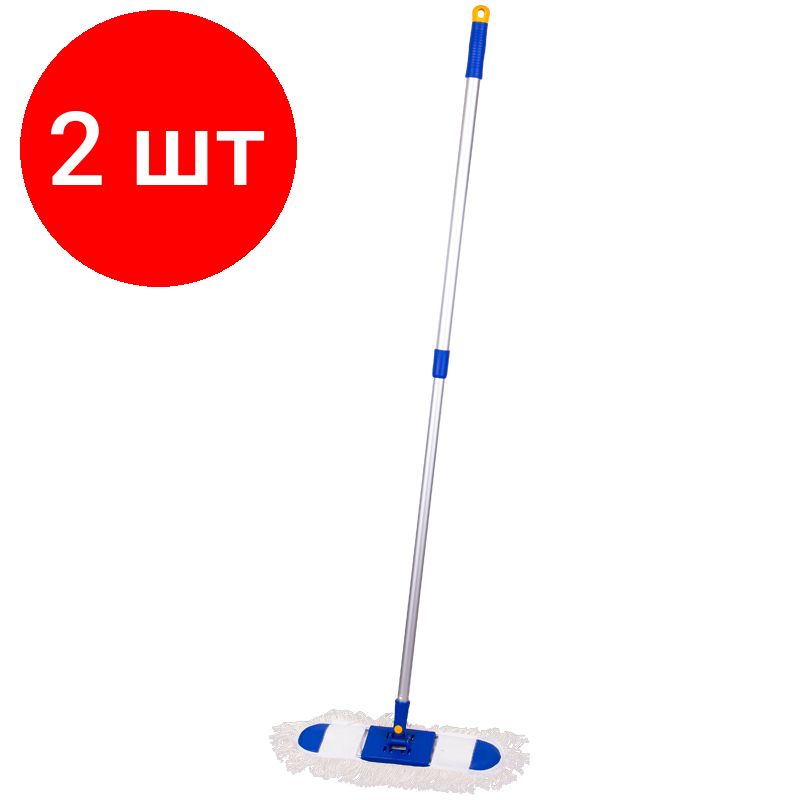 фото Комплект 3 шт, Швабра-рамка OfficeClean Professional, алюм. ручка 75-130см, насадка МОП хлопок (карманы) 40см