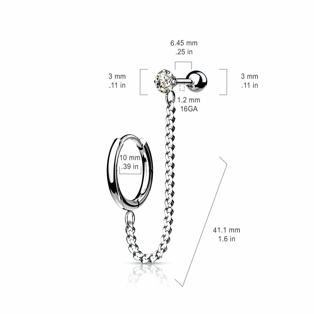 Серьги каффы Spikes, фианит, серебристый — фото 1