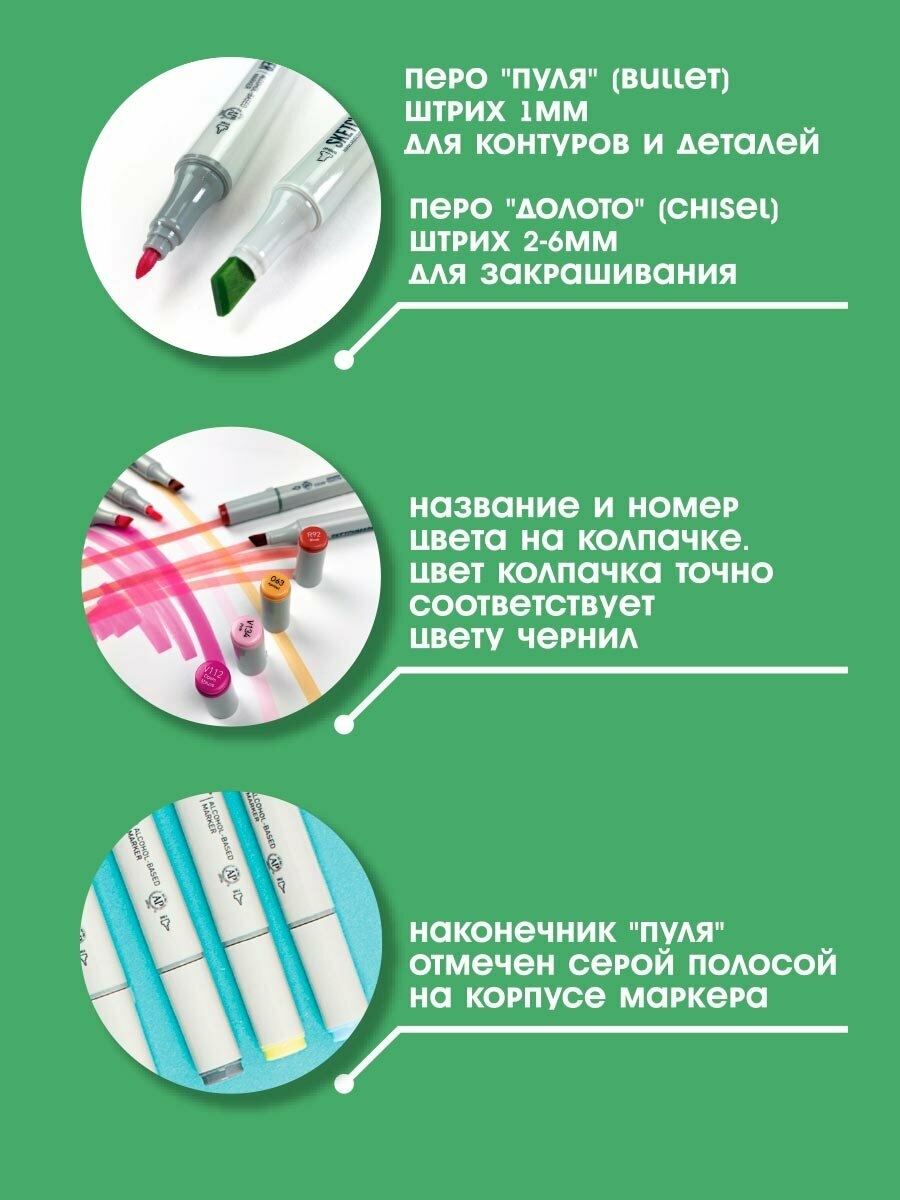 Маркер двухсторонний на спиртовой основе Sketchmarker Цвет Орегонская сосна - фото №2