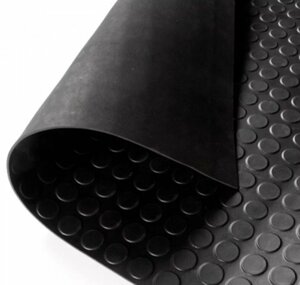 Резиновая рулонная дорожка Rubber Matting 0,9x4м h3 мм "Круг" (Монетка) (черная)