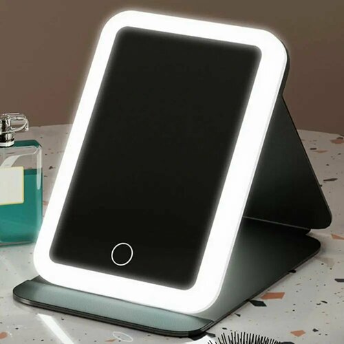 Складное зеркало для макияжа со светодиодной подсветкой и сенсорным экраном 1299₽