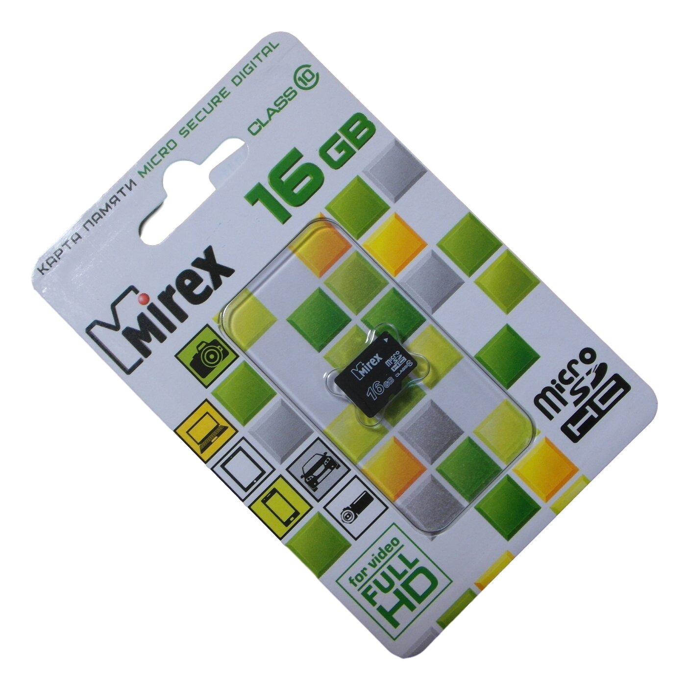 MicroSD 16GB class 10 (без адаптера) MIREX USH-1, U1