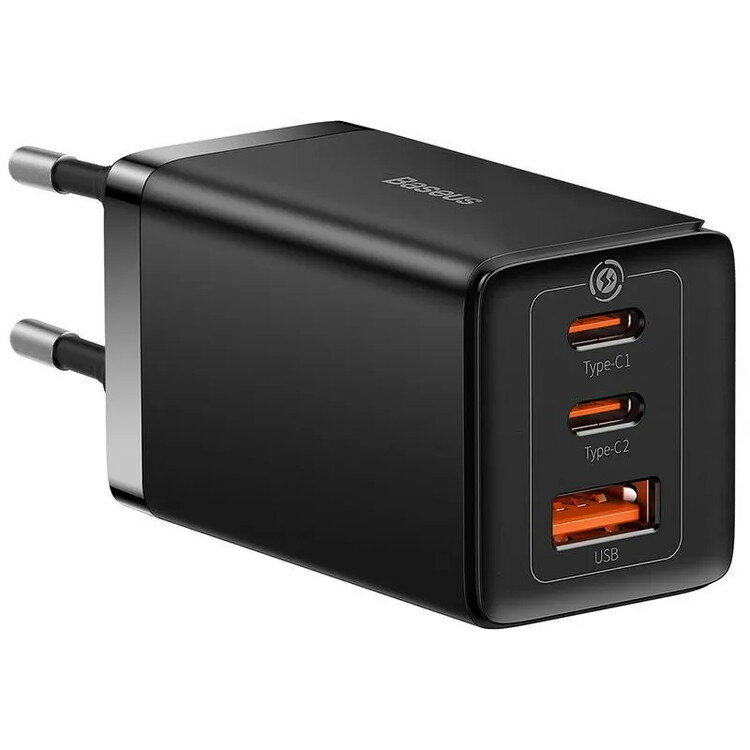 Зарядное устройство PD Baseus GaN5 Pro 65W Black 2 порта Type-C и 1 USB-A + кабель Type-C