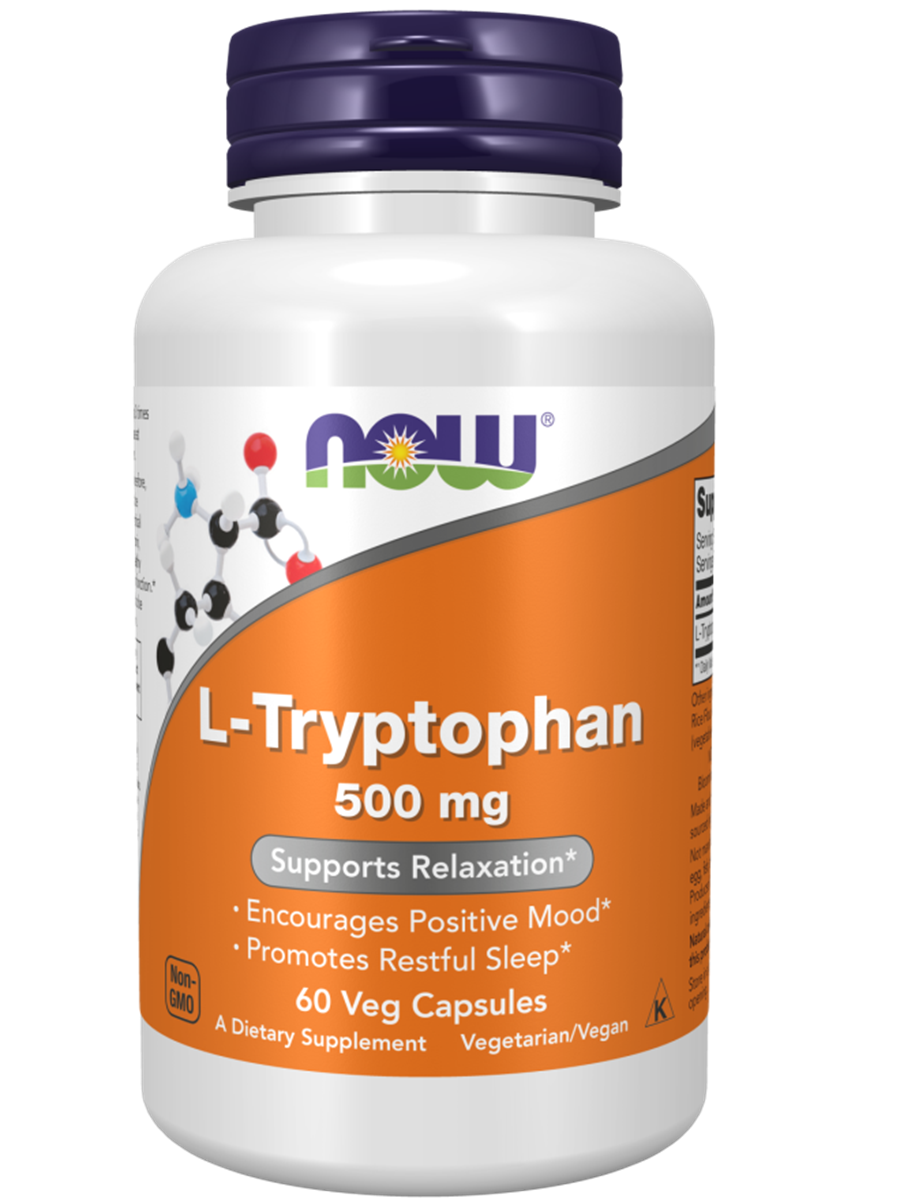 Аминокислота L-триптофан Now L-Tryptophan 500 мг, 60 капсул