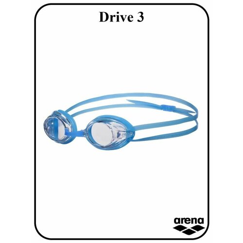 41470-66676 Очки для плавания ARENA Drive 3, 1E035 070, прозрачные линзы, сменная перенос, сине-голубая оправа, 1E03570 очки для плавания arena drive 3 1e035 blue blue