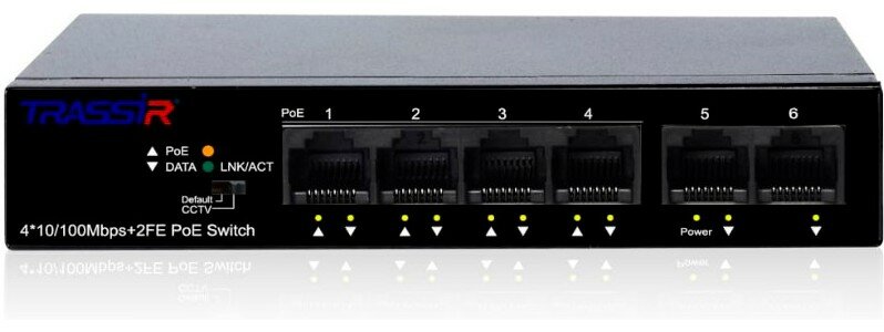 Коммутатор Trassir TR-NS1106-60-4POE (L2) 6x100Мбит/с 4PoE 60W неуправляемый