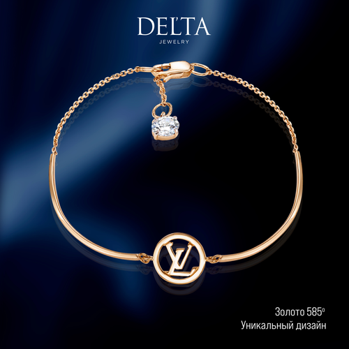 Браслет-цепочка Delta jewelry factory красное золото 585 проба фианит длина 17 см золотистый серебристый желтый белый 44587₽