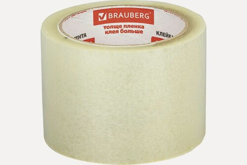 Изображение товара BRAUBERG клейкая упаковочная лента 72 мм x 66 м, прозрачная, 45 мкм, 440077