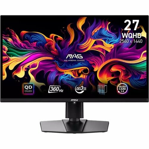 Монитор MSI 26.5" Mag 271QPX QD-OLED QD OLED LED 16:9 HDMI M/M матовая HAS Piv 1500000:1 250cd 178гр/178гр 2560x1440 360Hz DP 2K USB 8кг черный