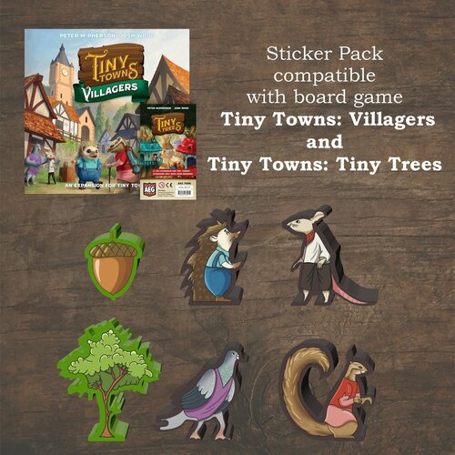 Стикерпак для дополнений к игре Tiny Towns(Крошечные города): Villagers (Умельцы) и Tiny Trees (Крошечные деревья)