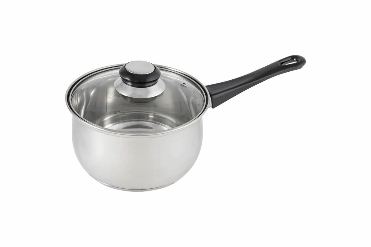 Ковш с крышкой BAK, объем 1,9 л, из нерж. стали и с бакелитовой ручкой арт.009356