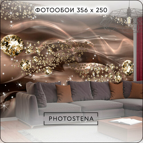 Фотообои 3D на стену флизелиновые встык PHOTOSTENA 3D россыпь бриллиантов на шелке 3,56 x 2,5 м 8,9 м2