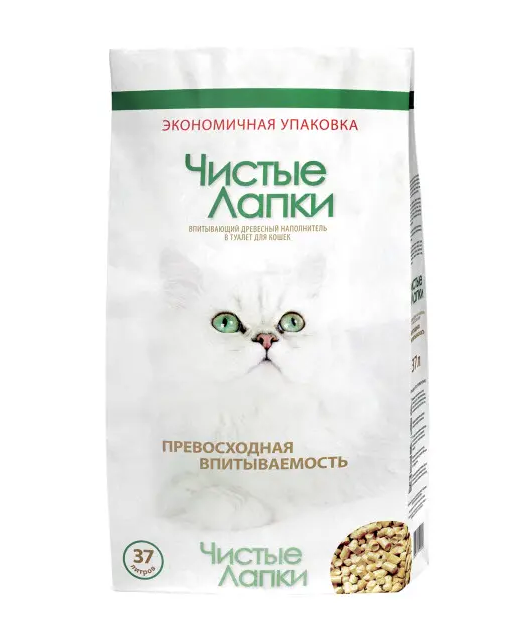 Наполнитель для кошачьих туалетов Чистые Лапки, 37 л