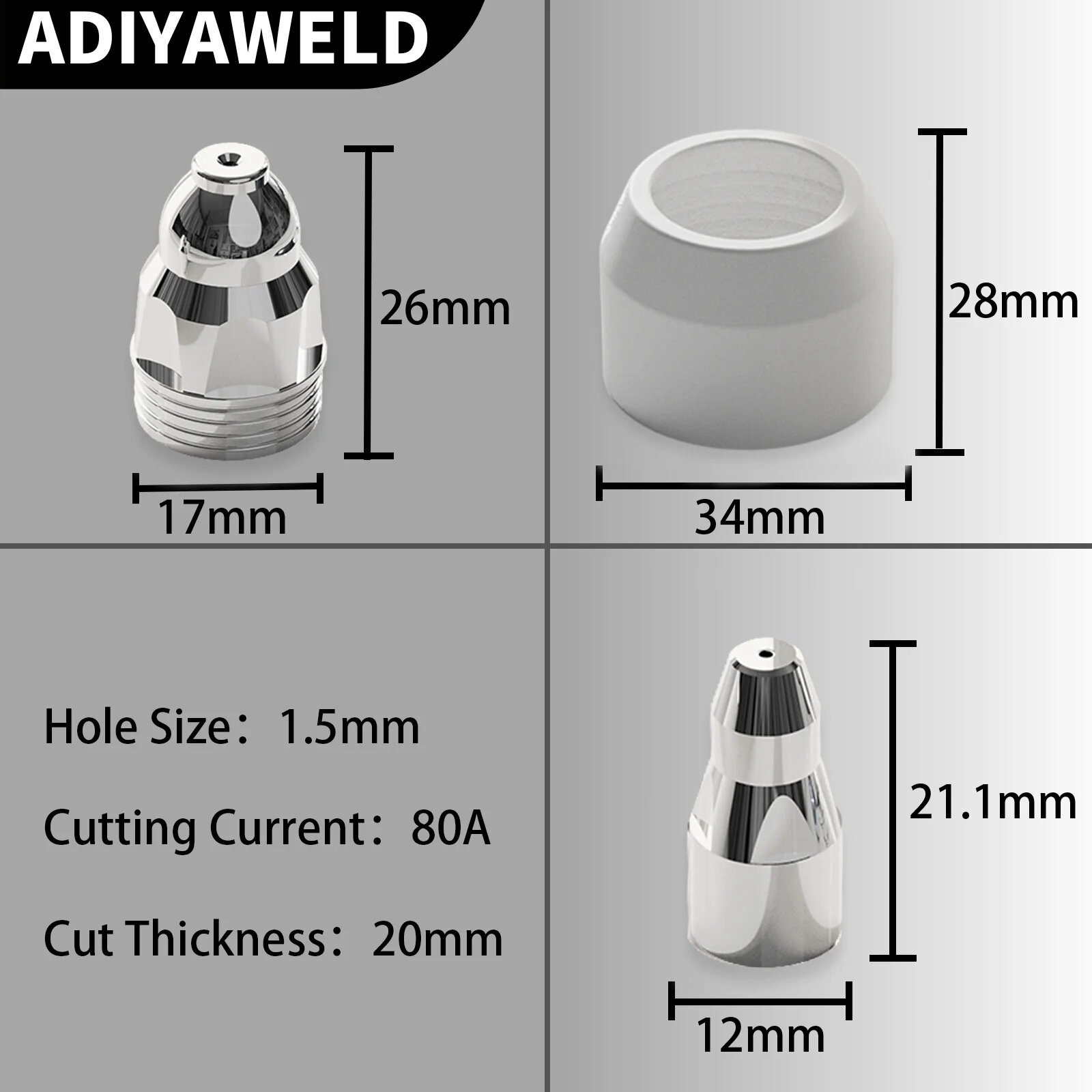 Изображение ADIYAWELD P80 горелка для воздушно-плазменной резки 3 м/5 м/7 м длиной кабеля пилотная дуга CUT50P 60P резка 20 мм, 5M