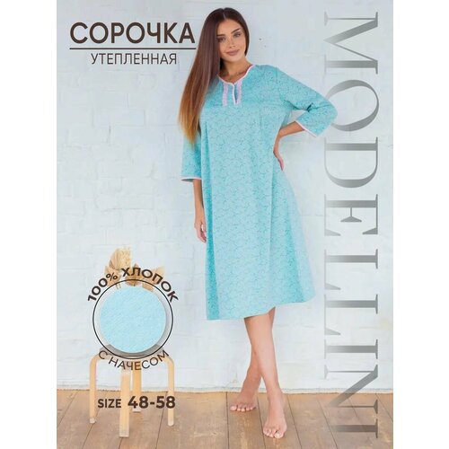 фото Сорочка modellini сорочки modellini утепленные, размер 54, ментол