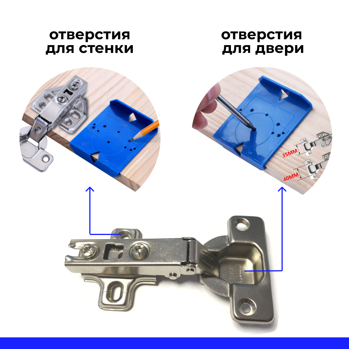 Мебельный шаблон, для установки фасадных петель, копировальный кондуктор — фото 1