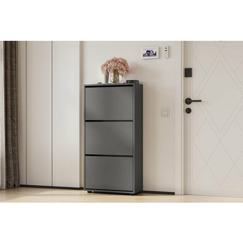 Обувница ARNIKA Оскар ЛДСП 3 ящика цвет графит 60х25х119 см 3969₽