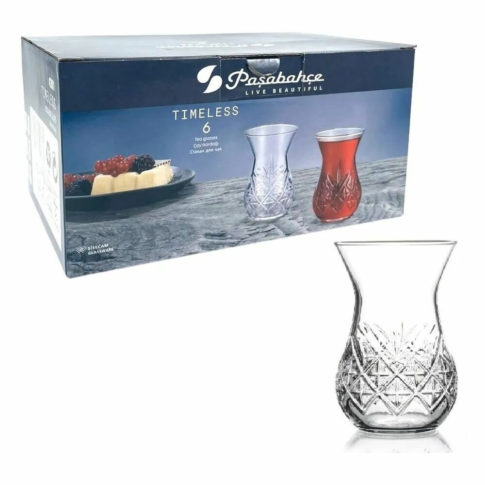 Чайный набор TIMELESS Pasabahce, 6 шт, стаканы 170 мл, Армуду, стекло, прозрачный