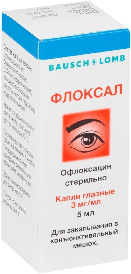 Флоксал капли глазные 0.3% 5 мл