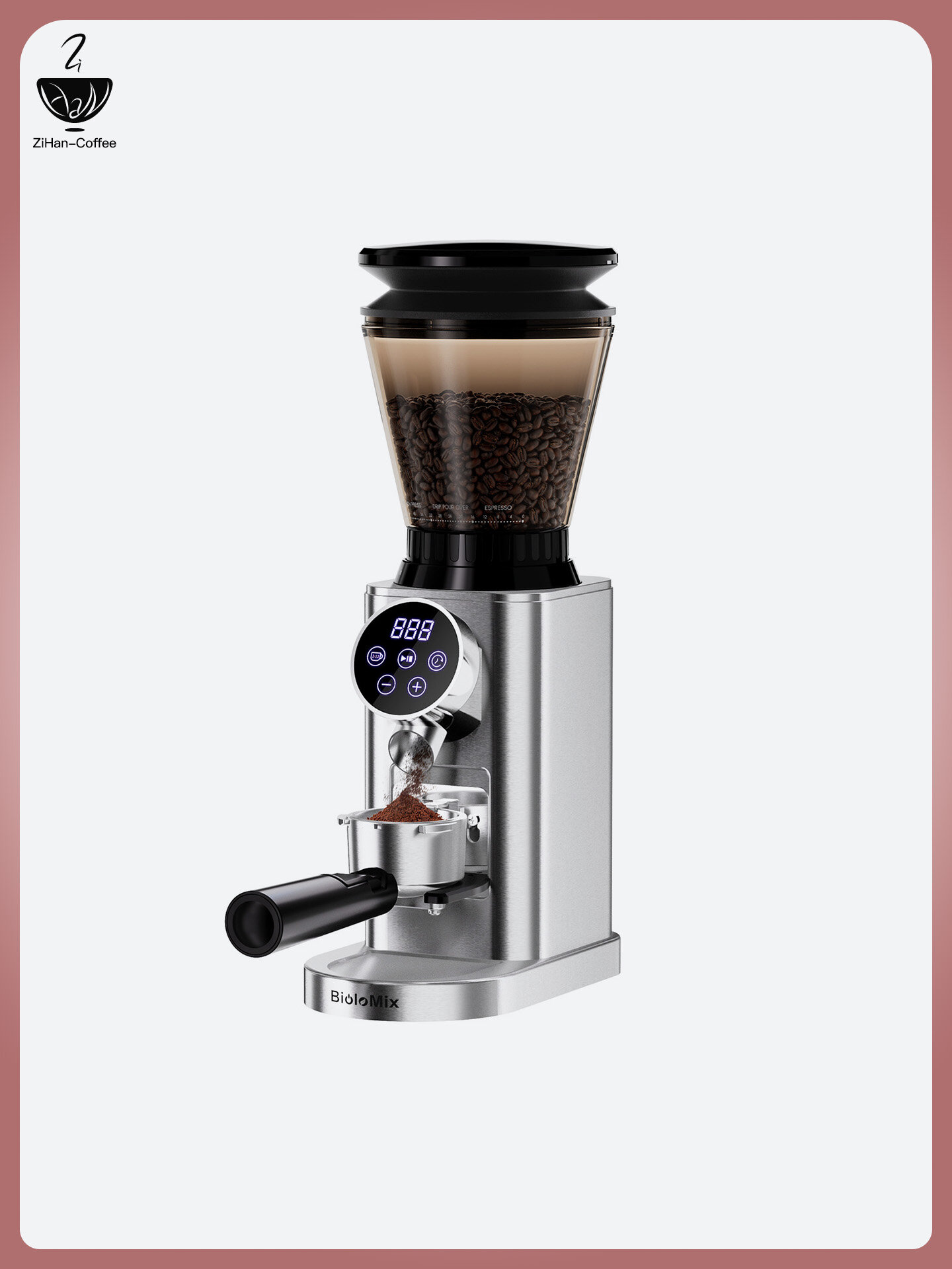 Электрическая кофемолка для домашнего использования итальянская с сенсорным экраном зерен