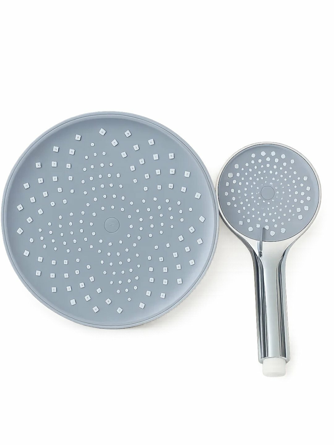 Набор душевых леек: верхний и ручной душ, круглые, хромированные, с мягким напором