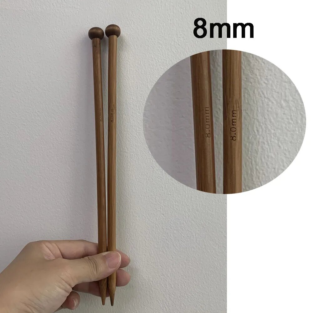 Вязальные спицы бамбуковые 35 см для начинающих 8mm x 35cm