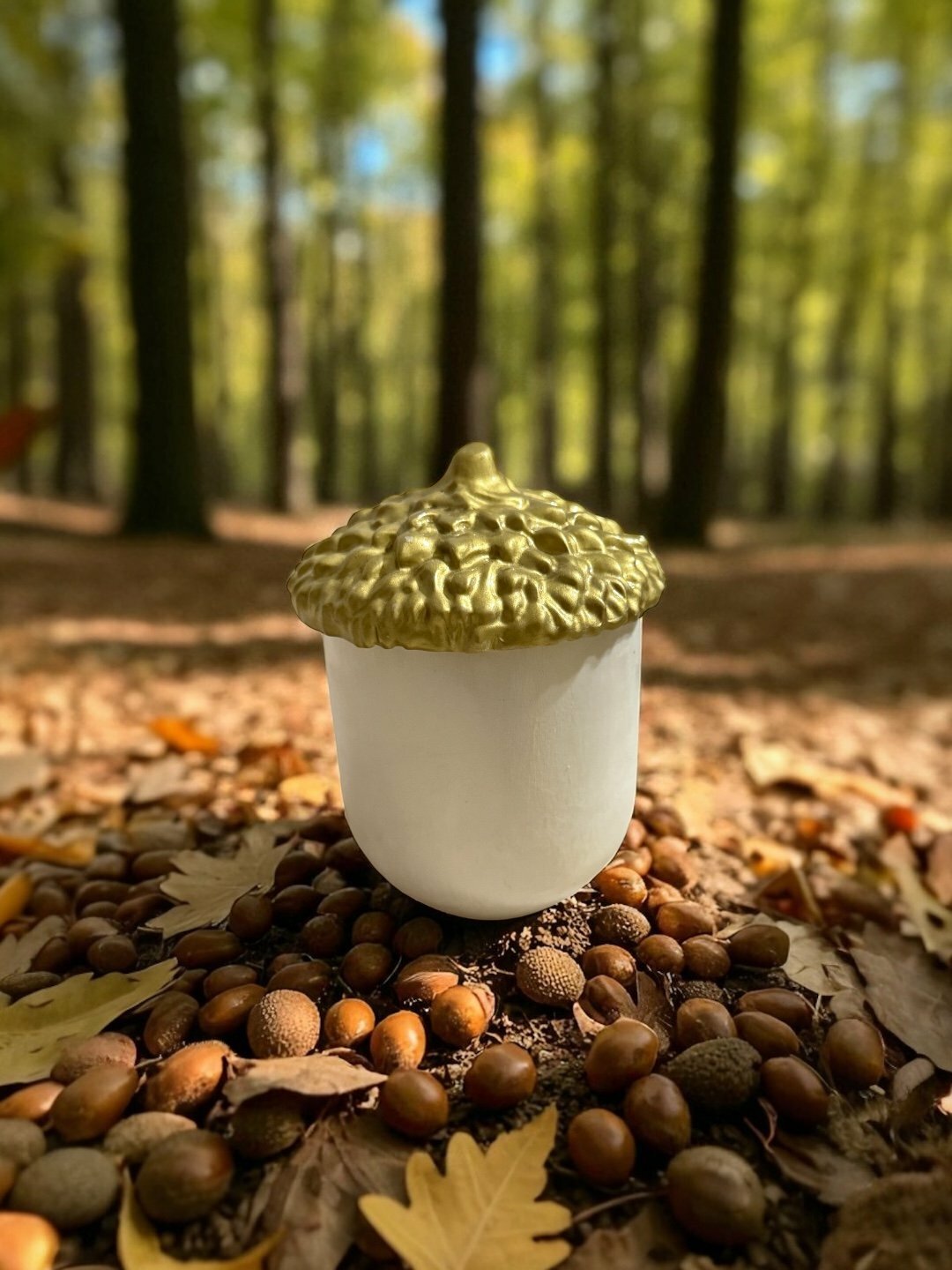 Декоративная шкатулка из гипса Жёлудь, 8 * 8 * 9 см - Золотой