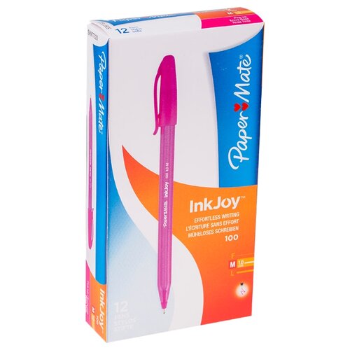 фото Paper mate набор шариковых ручек inkjoy 100 м, 12 шт., розовый цвет чернил