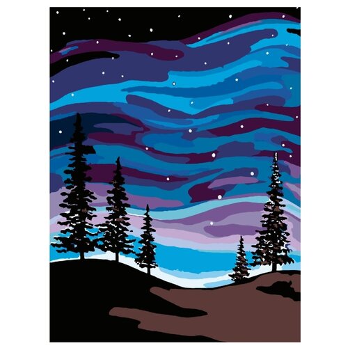 закат в зимнем лесу раскраска по номерам на холсте живопись по номерам Ночь в лесу Раскраска по номерам на холсте Живопись по номерам