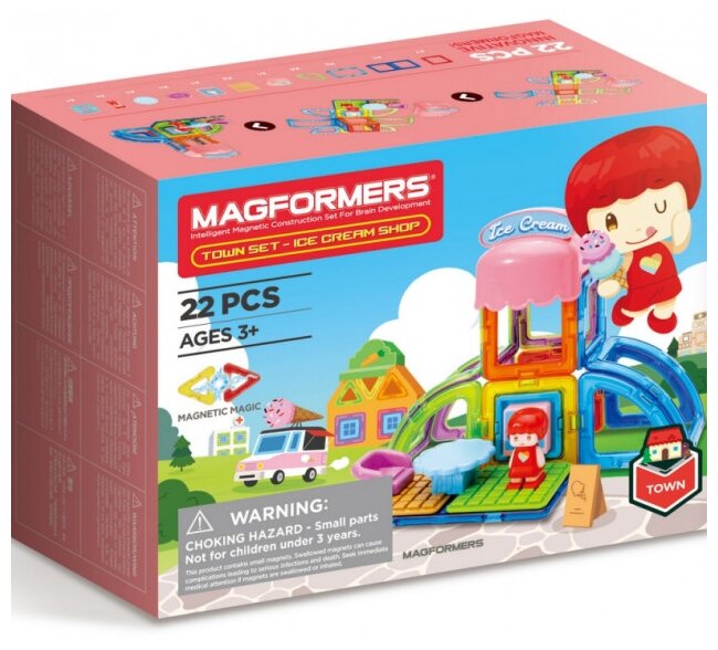 Магнитный конструктор MAGFORMERS 717008 Town Set - Ice Cream 22 дет.