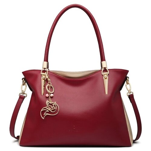 фото Сумка мессенджер foxer, фактура гладкая, красный