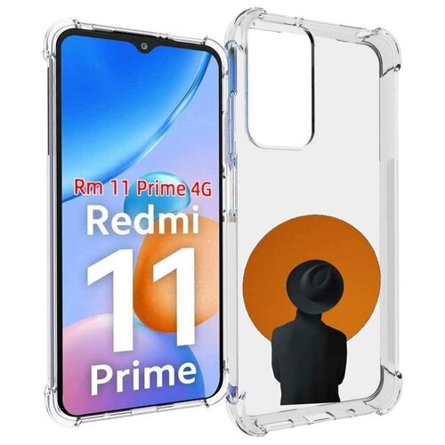 Чехол MyPads парень в шляпе в оранжевом кружке для Xiaomi Redmi 11 Prime 4G задняя-панель-накладка-бампер чехол mypads надпись в желтой молнии для xiaomi redmi 11 prime 4g задняя панель накладка бампер