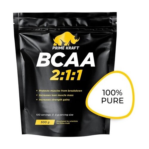 BCAA Prime Kraft 2:1:1, нейтральный, 500 гр. аминокислоты bcaa 300гр натуральный
