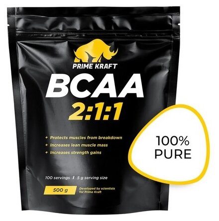 Prime Kraft, Аминокислоты BCAA 2:1:1, без вкуса, 500 г