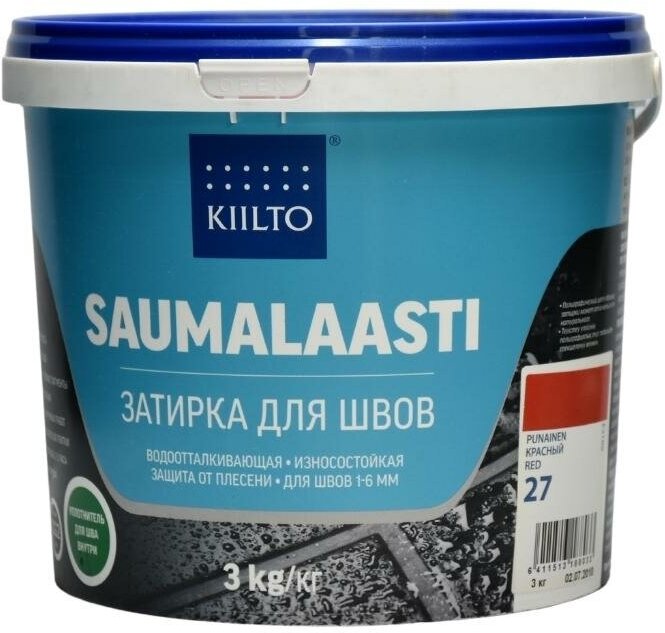 Затирка цементная для швов Kiilto Saumalaasti №27, цвет красный, 3 кг - фотография № 1