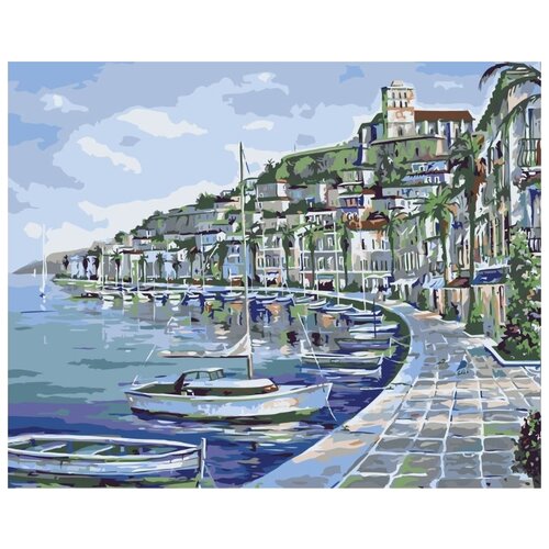 Картина по номерам Лодки у набережной, 40x50 см картина по номерам лодки у набережной 40x50 см