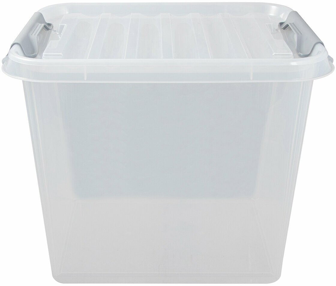 Ящик-контейнер 50 л с крышкой на защелках «профи», 40×50×39 см, штабелируемый, прочный, прозрачный - фотография № 4
