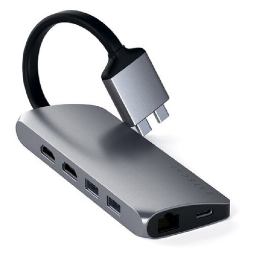 USB-хаб Satechi Type-C Dual Multimedia Adapter для Macbook с двумя портами USB-C. Цвет серый космос.