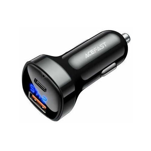 Автомобильное зарядное устройство двухпортовое ACEFAST B4 digital display 66W USB-C+USB-A dual port car charger с цифровым дисплеем. Цвет: черный. isafe car charger 60w dual pd usb