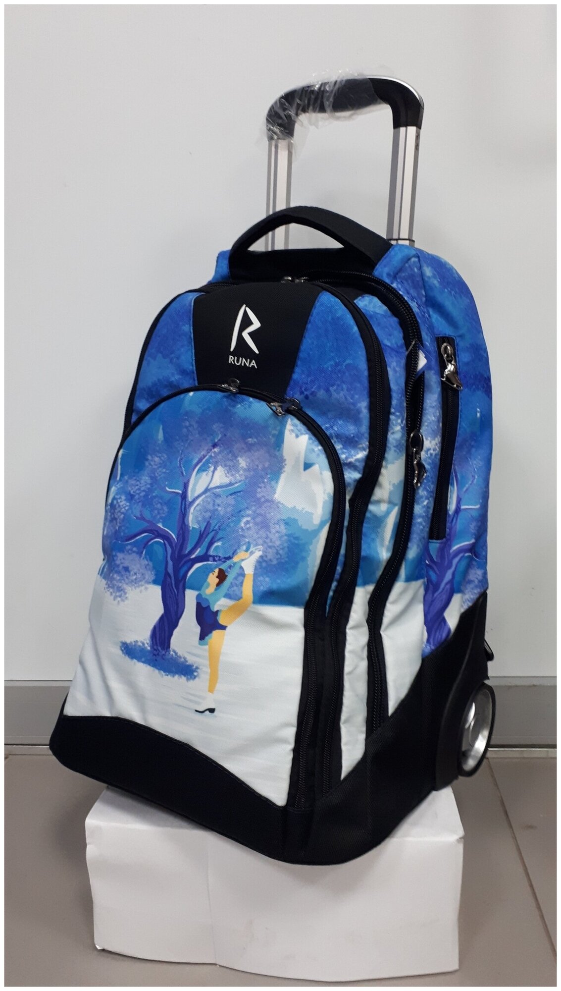Сумка-рюкзак на колесиках "RUNA", Зимний сад Blue - фотография № 3