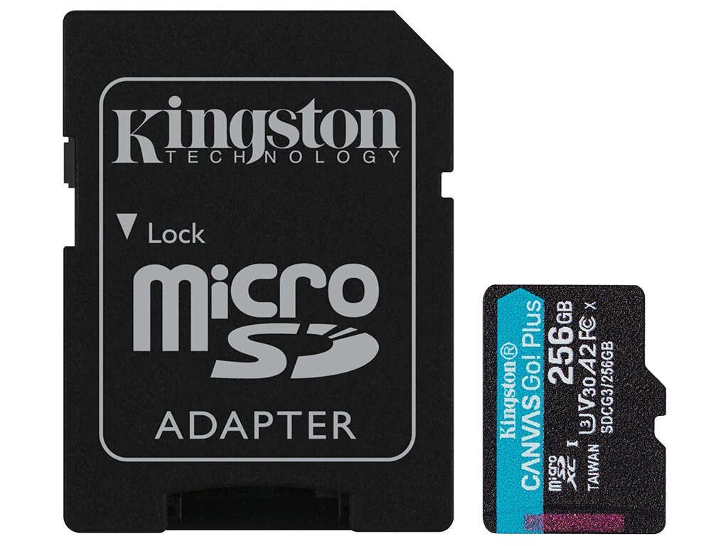 256Gb - Kingston Canvas Go! Micro Secure Digital HC Class10 UHS-I Canvas Select + SD Adapter SDCG3/256GB с переходником под SD (Оригинальная!)