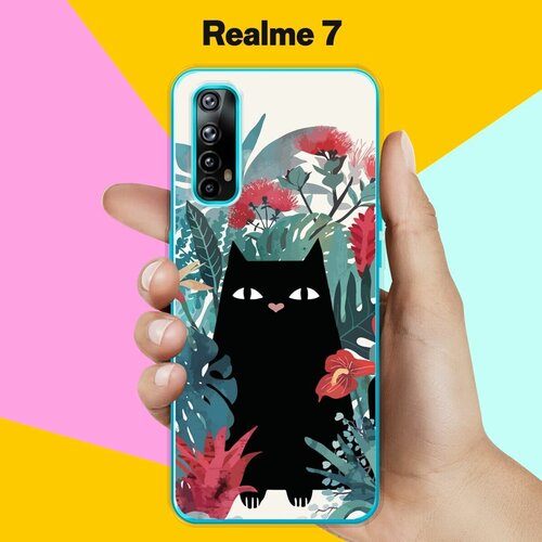 Силиконовый чехол на realme 7 Черный кот / для Реалми 7 силиконовый чехол на realme 7 чистый кот для реалми 7