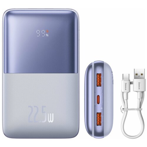 Внешний аккумулятор повербанк Baseus Bipow Pro Power Bank 20000mAh 225W Purple Cable USB to Type-C 3A 03m 540400₽