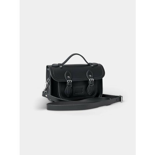 фото Сумка мессенджер magnetic csatchmini-leather-satchel-magnetic-closure-black классическая, черный нет бренда