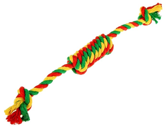 Doglike Сарделька канатная 1шт Dental Knot средняя (жёлтый-зелёный-красный) - фотография № 2