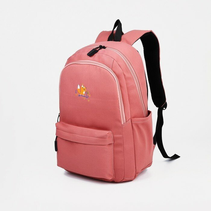 Рюкзак на молнии наружный карман цвет розовый