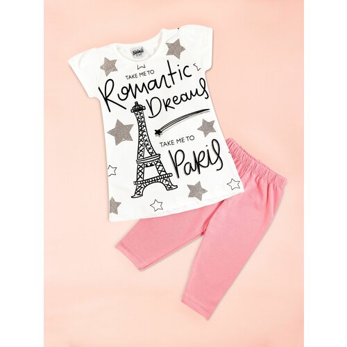 Комплект одежды , футболка и капри, повседневный стиль, размер 116, розовый