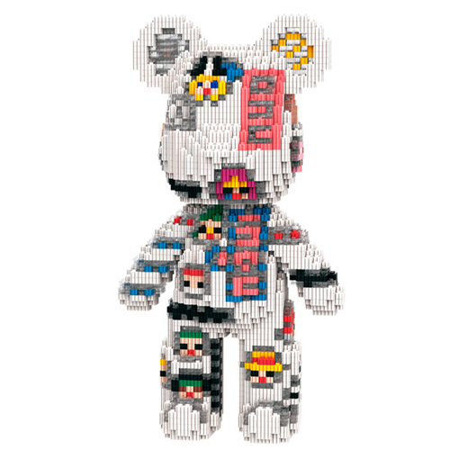 3D конструктор пластиковый медведь BearBrick белый 32 см