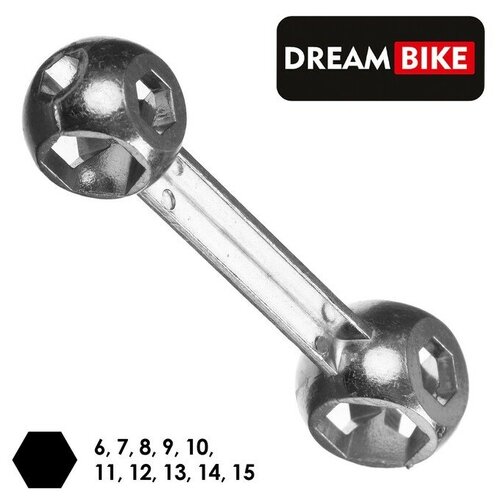 Ключ Dream Bike «косточка», 10 размеров, 6-15 мм, цинковый сплав